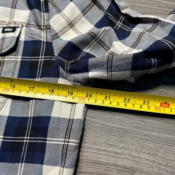 Vans Men's Box Flannel Classic Long Sleeve Shirt - Bleu/Grey Plaid - Picture 5 of 6